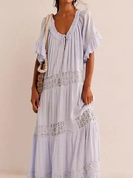 Free people Dresses & Skirts - Free People Free est Dream On Maxi Dress Crochet Flutter Sleeve S